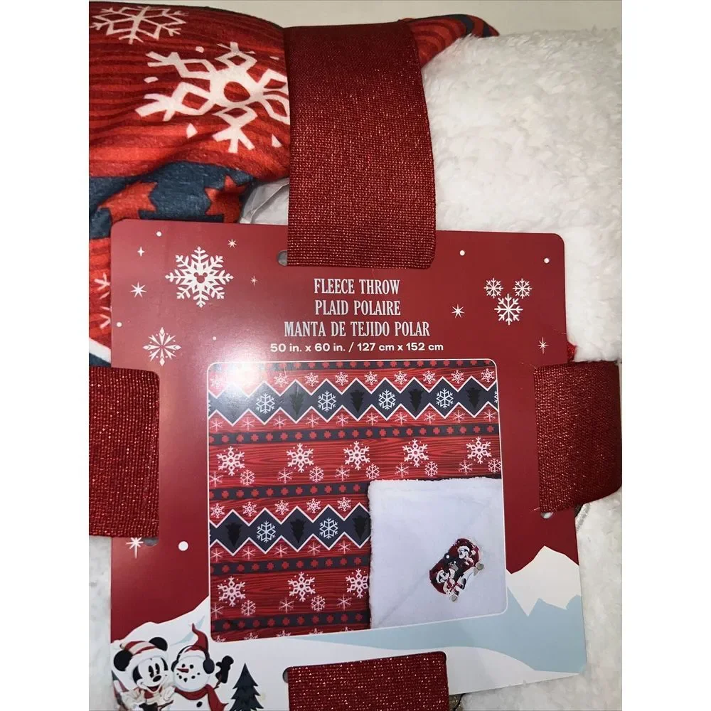 Disney Parks‎ Mickey & Minnie Mouse Holiday Fleece Throw Blanket  50